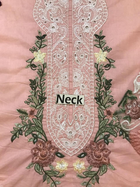 Plain Lawn Back With Heavy Border Embroidered Patch