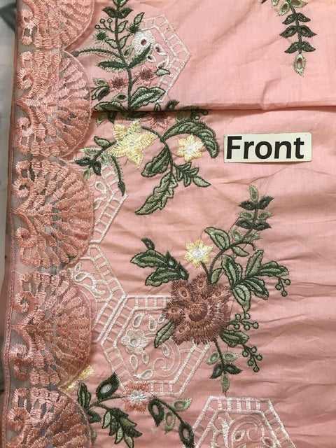 Plain Lawn Back With Heavy Border Embroidered Patch