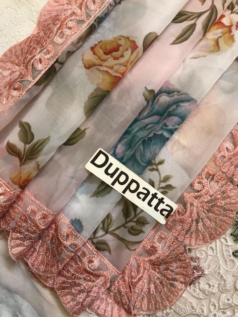 Plain Lawn Back With Heavy Border Embroidered Patch